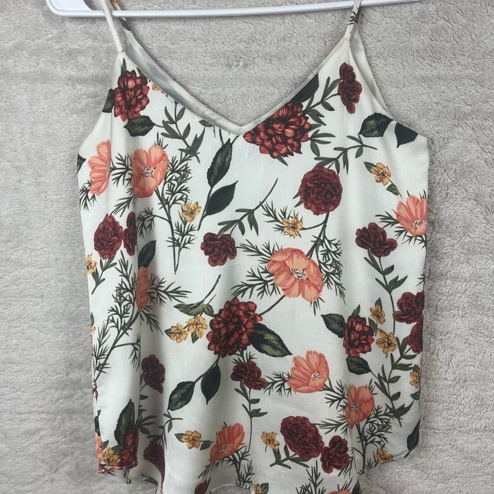 TAHARI Floral Camisole Western Romantic Feminine Cami Fully Lined Size XS
